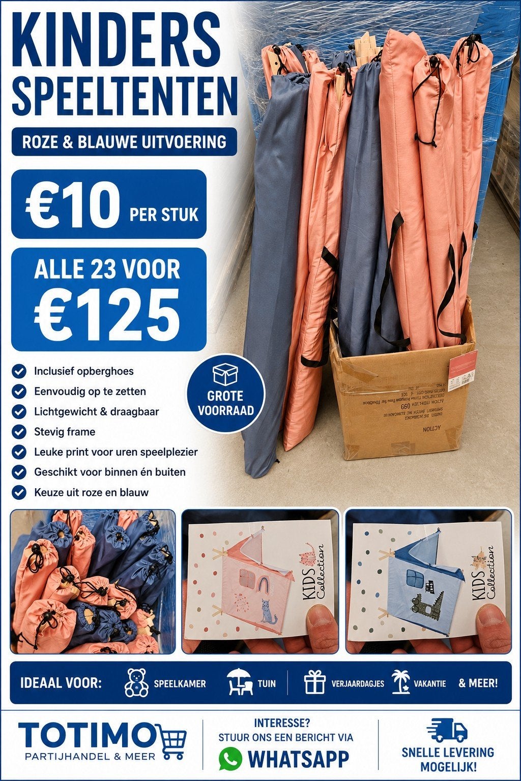 Partij kinder speeltenten / tipi tenten – nieuw, Nieuw, Ophalen of Verzenden, Zz, Amsterdam