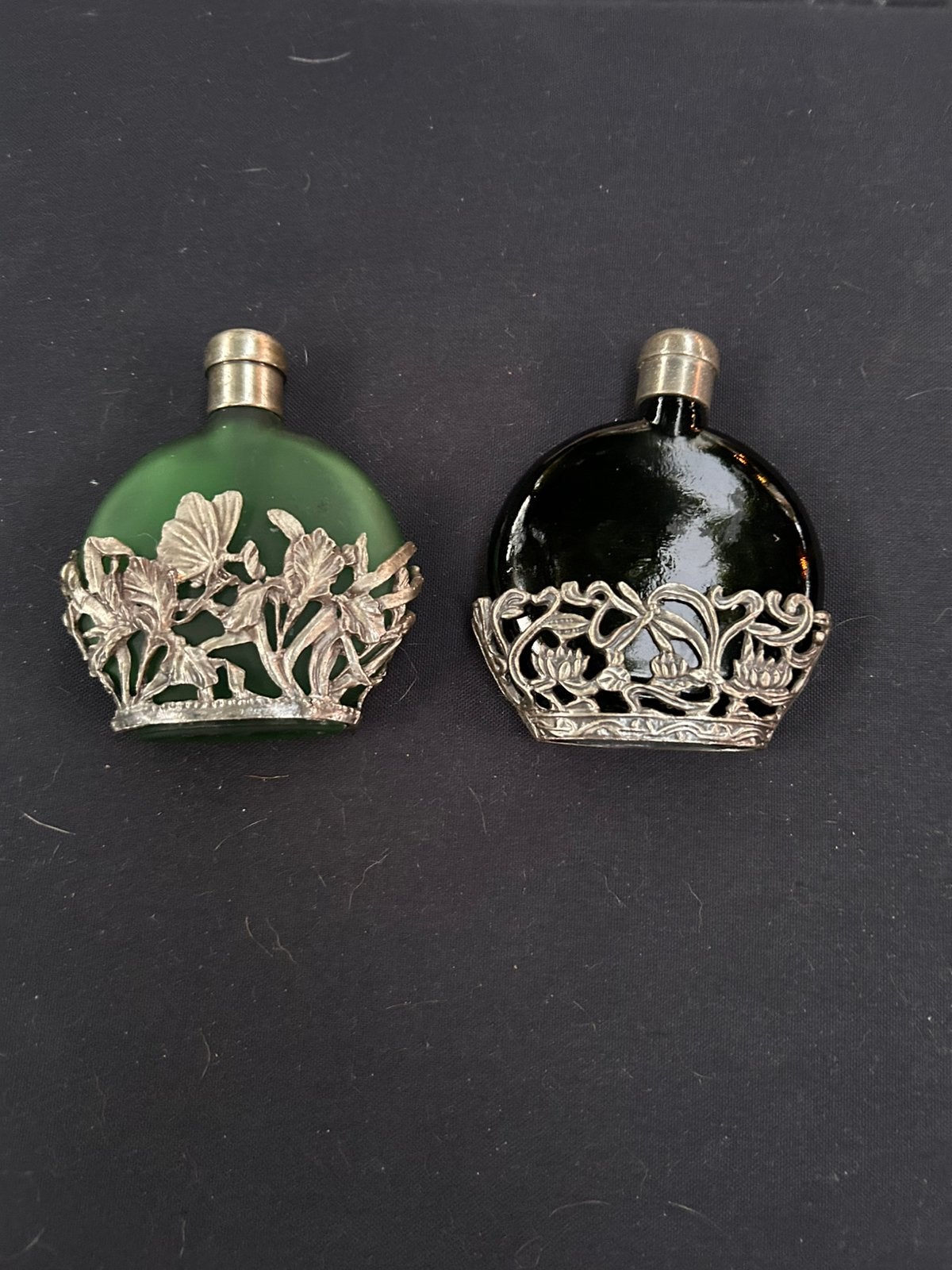 Vintage parfumflesjes groen & donker, Ophalen of Verzenden, Zo goed als nieuw, Parfumfles