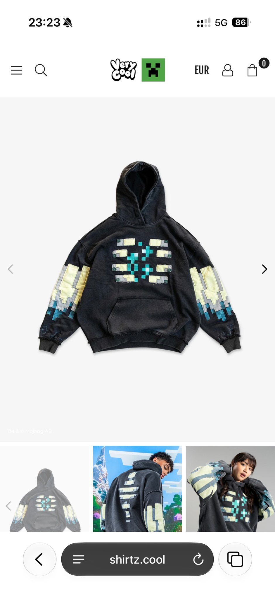 Minecraft x Verycool Warden Hoodie XS, Ophalen of Verzenden, Nieuw, Maat 46 (S) of kleiner, Zwart