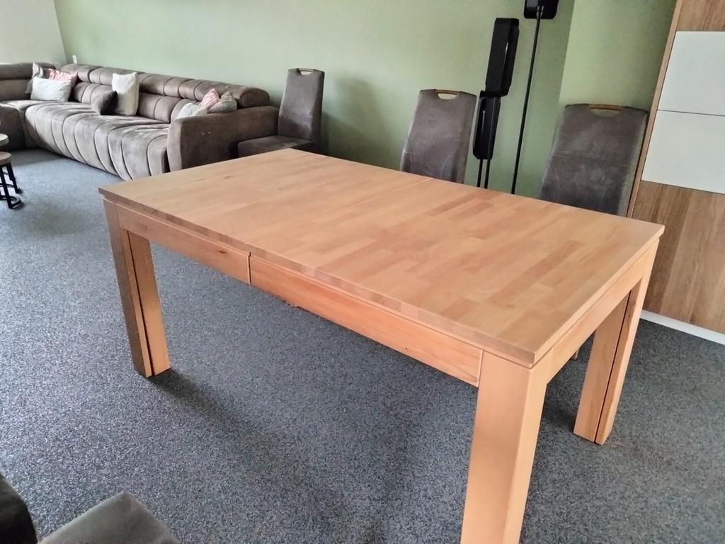 Massief beuken eettafel 160x90, uittrekbaar tot 310 cm, Huis en Inrichting, Tafels | Eettafels, Ophalen, 50 tot 100 cm, Zo goed als nieuw