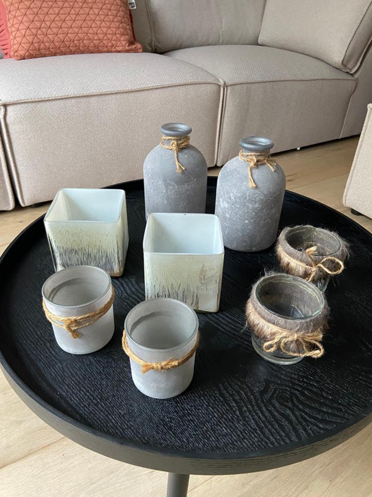 Riviera Maison 2x desert square votive 4x votive 2x vaas, Ophalen, Overige materialen, Zo goed als nieuw, Grijs