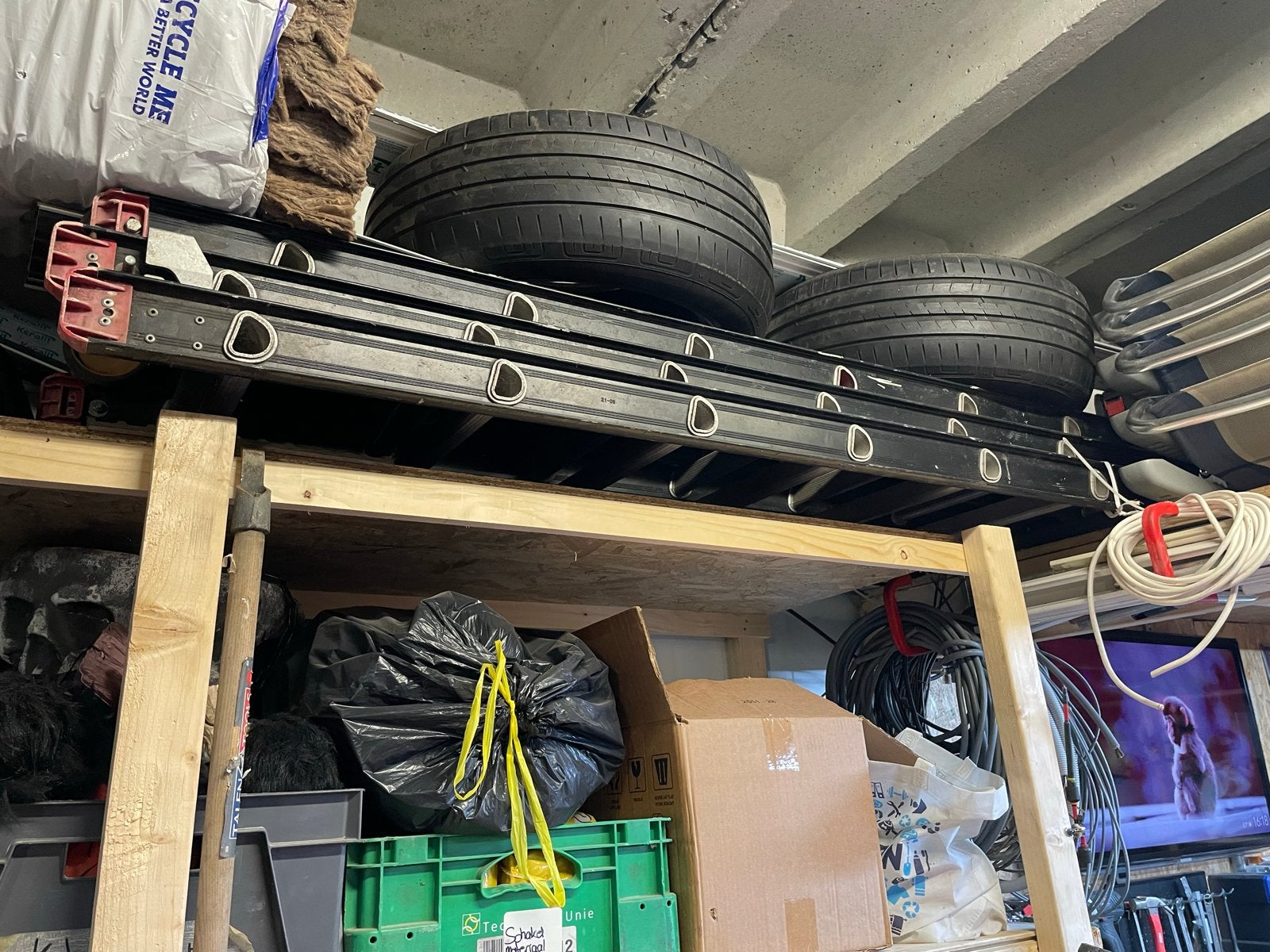 Altrex ladder, 3-delig, 14 sporten, 10 meter +/-, Ophalen of Verzenden, Zo goed als nieuw, Ladder, Opvouwbaar of Inschuifbaar