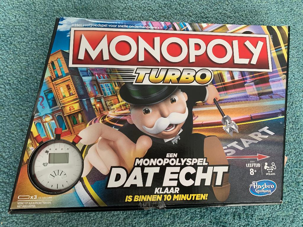 Hasbro Monopoly Turbo Monopolyspel klaar binnen 10 minuten, Ophalen of Verzenden, Nieuw, Hasbro