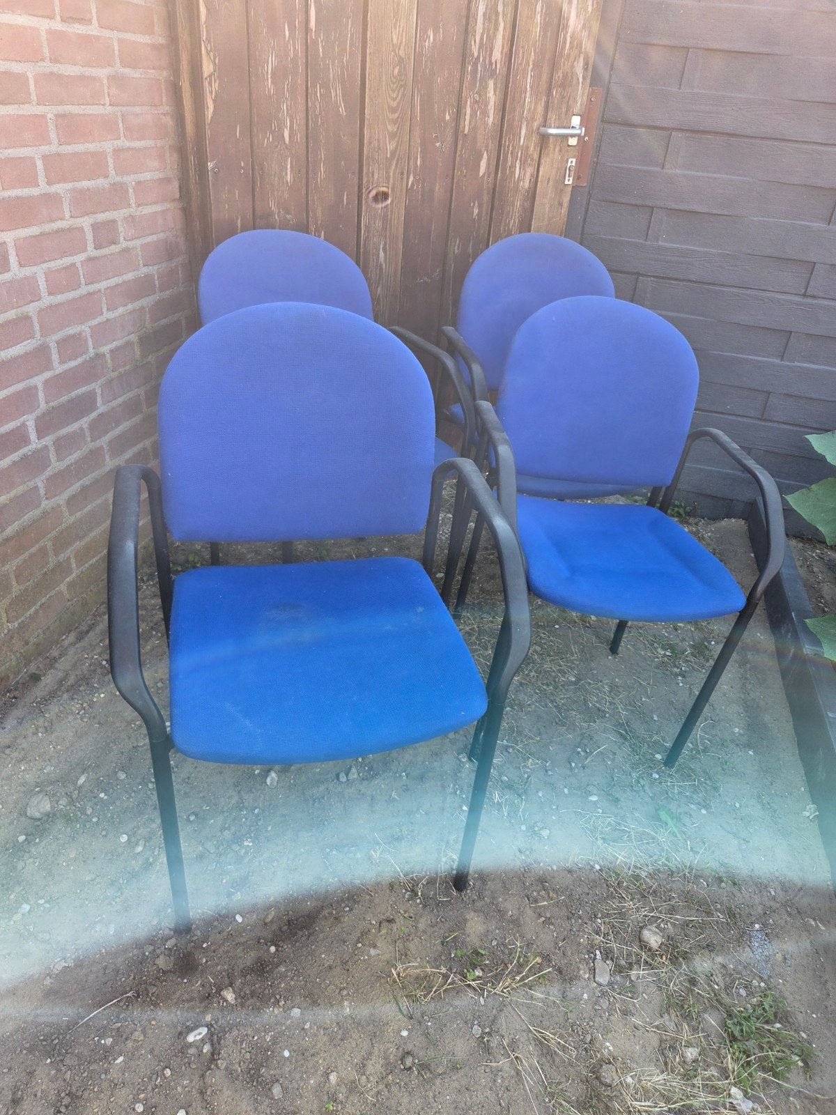 Set van 4 blauwe stoelen - Gebruikt, Gebruikt, Klassiek kantoor, Blauw, Ophalen of Verzenden