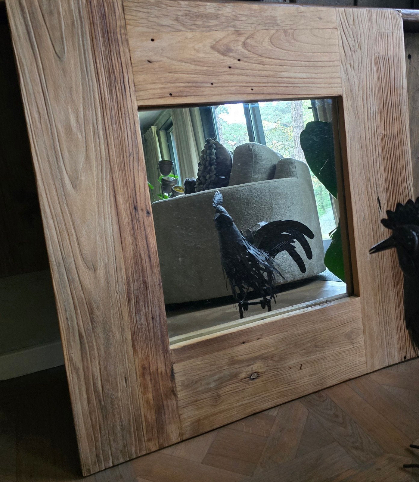 Prachtige rustieke houten wandspiegels in landelijke stijl, Huis en Inrichting, 50 tot 100 cm, Nieuw, Ophalen of Verzenden, 75 tot 100 cm