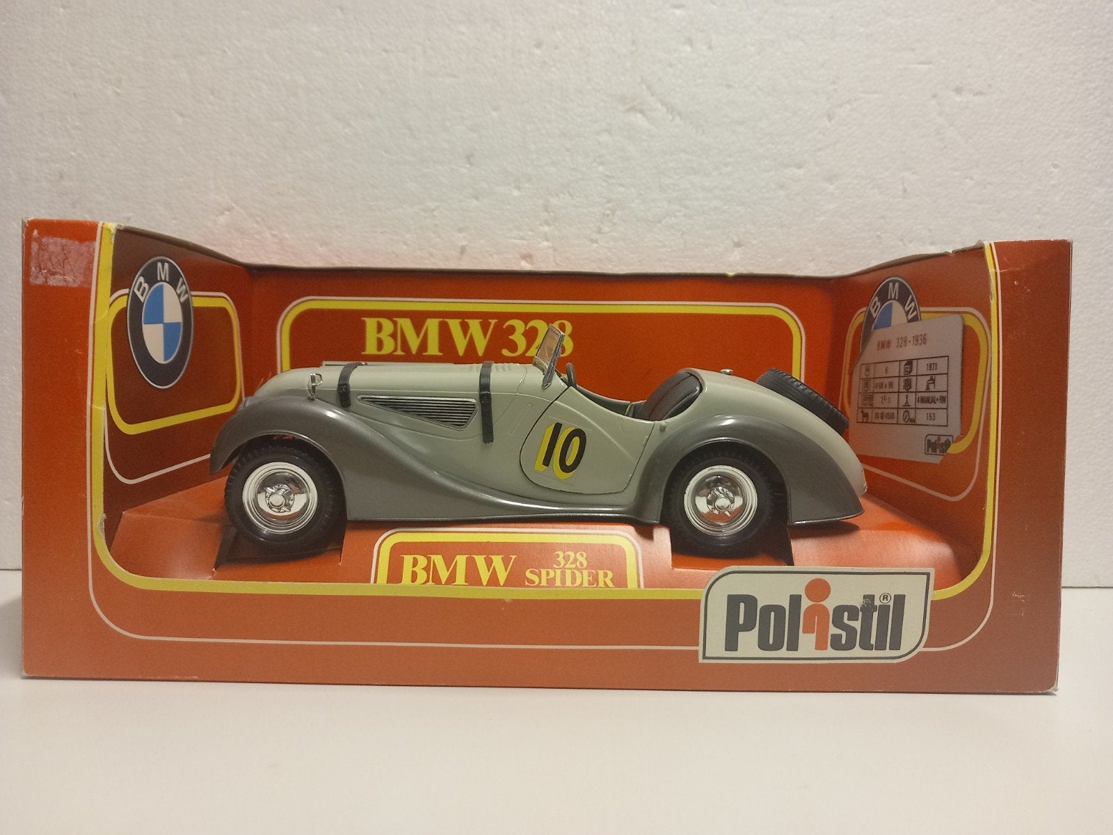 BMW 328 Spyder #10 twontone Polistil metal  1:16 KRD, Ophalen of Verzenden, Zo goed als nieuw, Auto, Overige merken