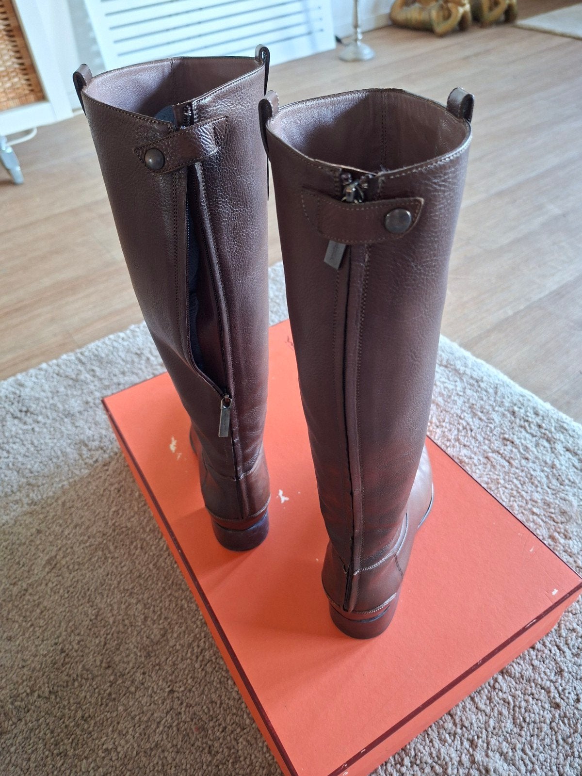 Santoni Donna hoge leren laarzen - ZGAN, Hoge laarzen, Bruin, Ophalen of Verzenden, Zo goed als nieuw
