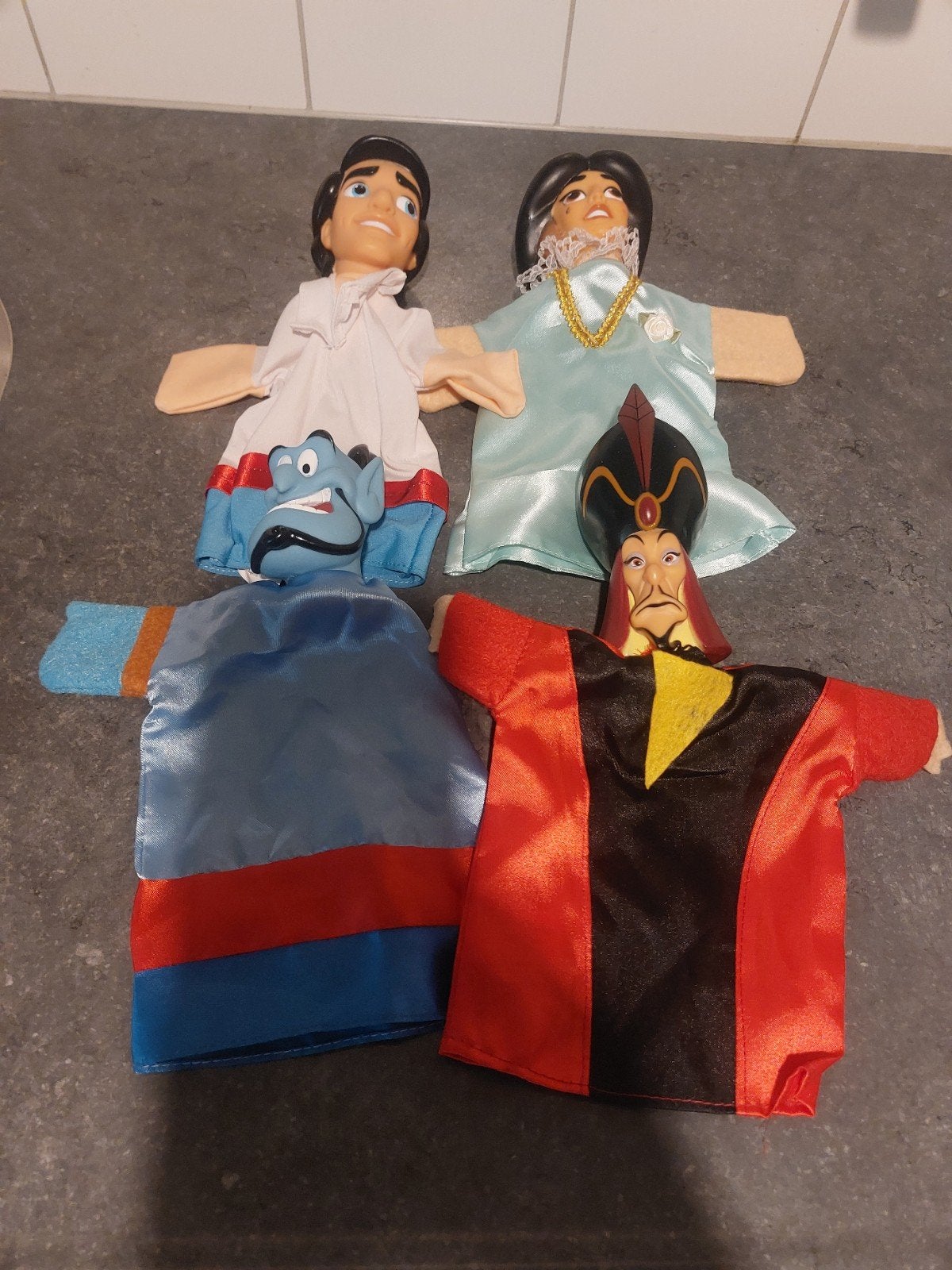 Aladdin handpoppen set (Aladdin, Jasmine, Genie, Jafar), Ophalen of Verzenden