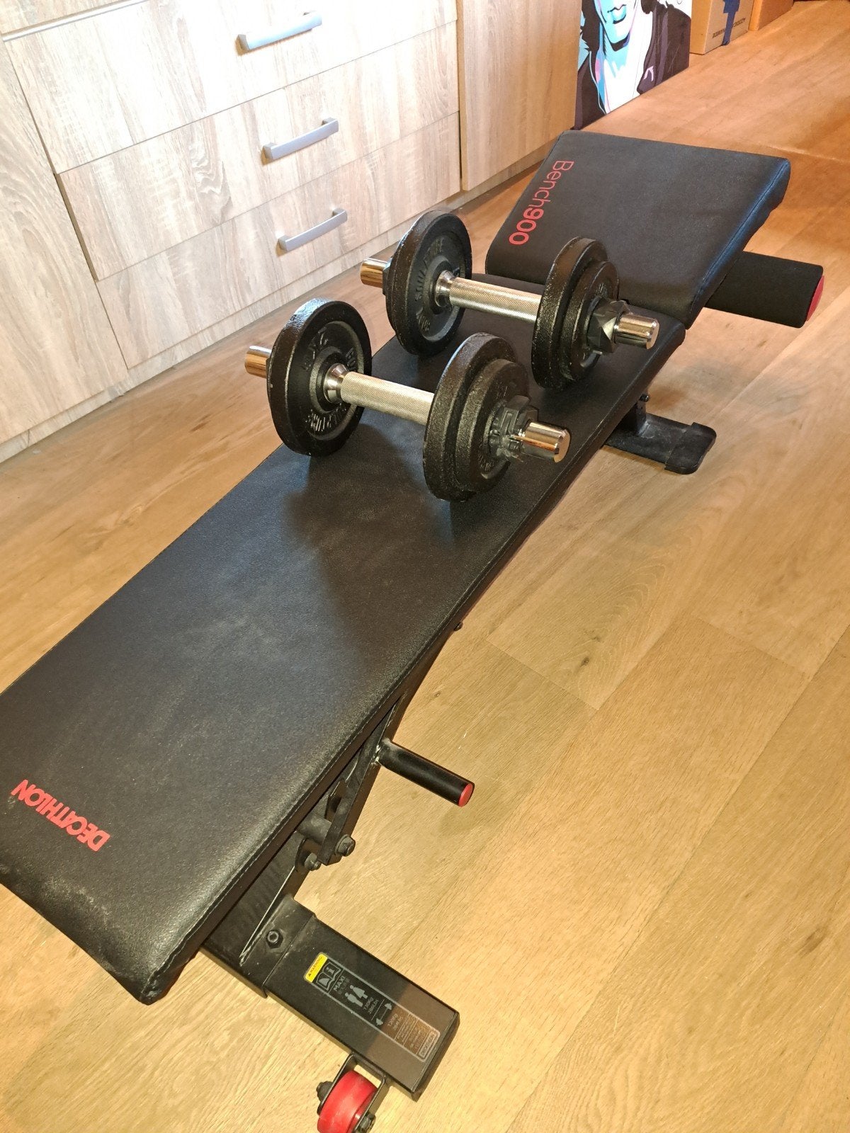 Bench en 2 halters te koop, Ophalen, Zo goed als nieuw, Fitnessbank