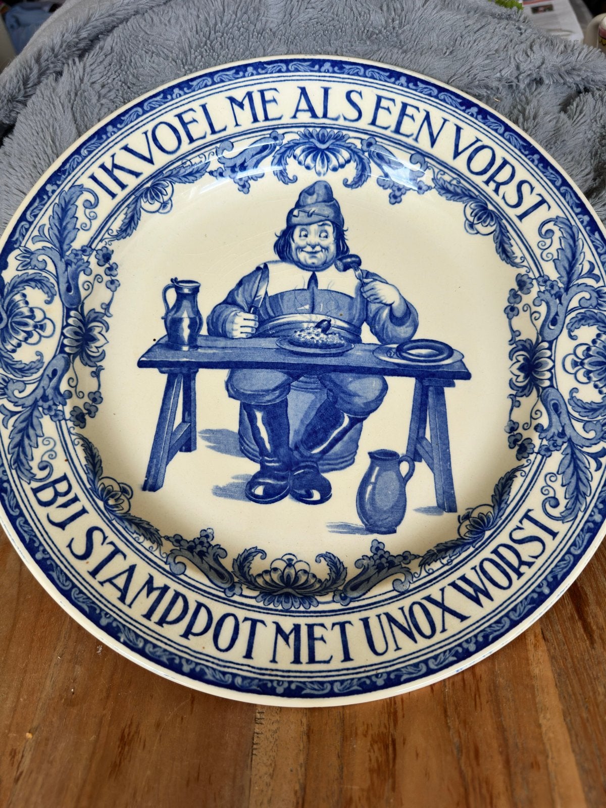 Vintage Delfts blauw Unox reclamebord - Sphinx jaren '50, Antiek en Kunst, Antiek | Wandborden en Tegels, Ophalen of Verzenden