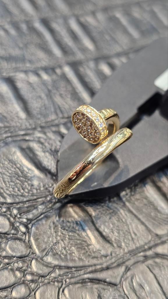 Prachtige spijker 14k gouden ring  massief, Nieuw, Ophalen of Verzenden, Dame, Goud