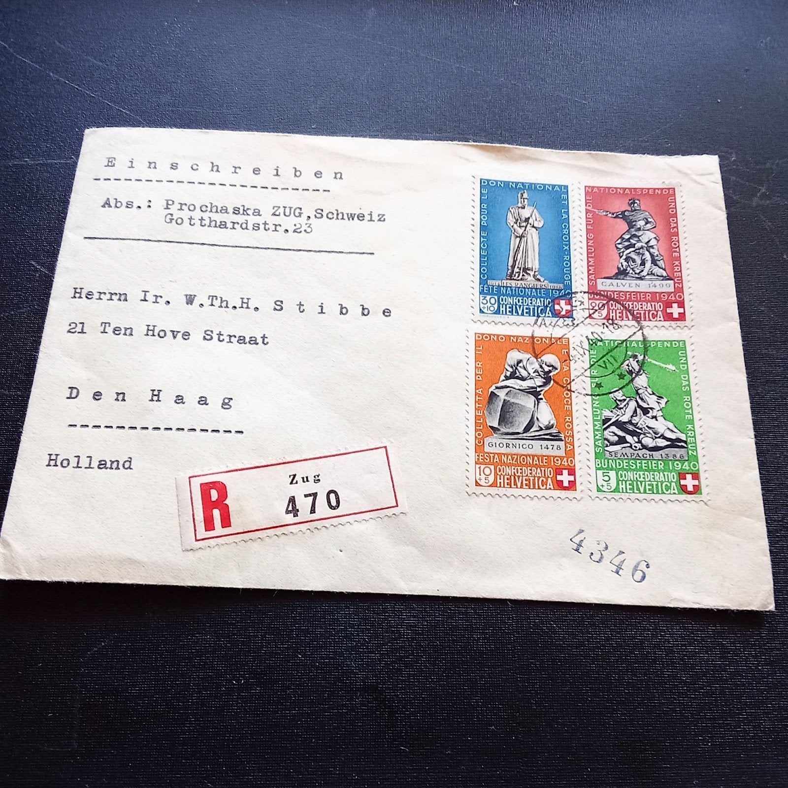 Zwitserse Aangetekende Brief 1940 - Conf. Helvetica, Postzegels en Munten, Brieven en Enveloppen | Buitenland, Ophalen of Verzenden