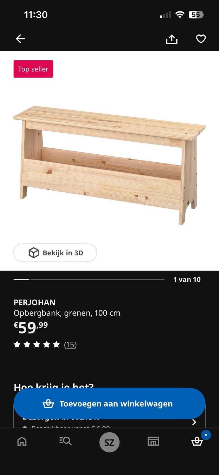 PERJOHAN ikea bankje, Huis en Inrichting, Kasten | Schoenenkasten, Ophalen, Zo goed als nieuw