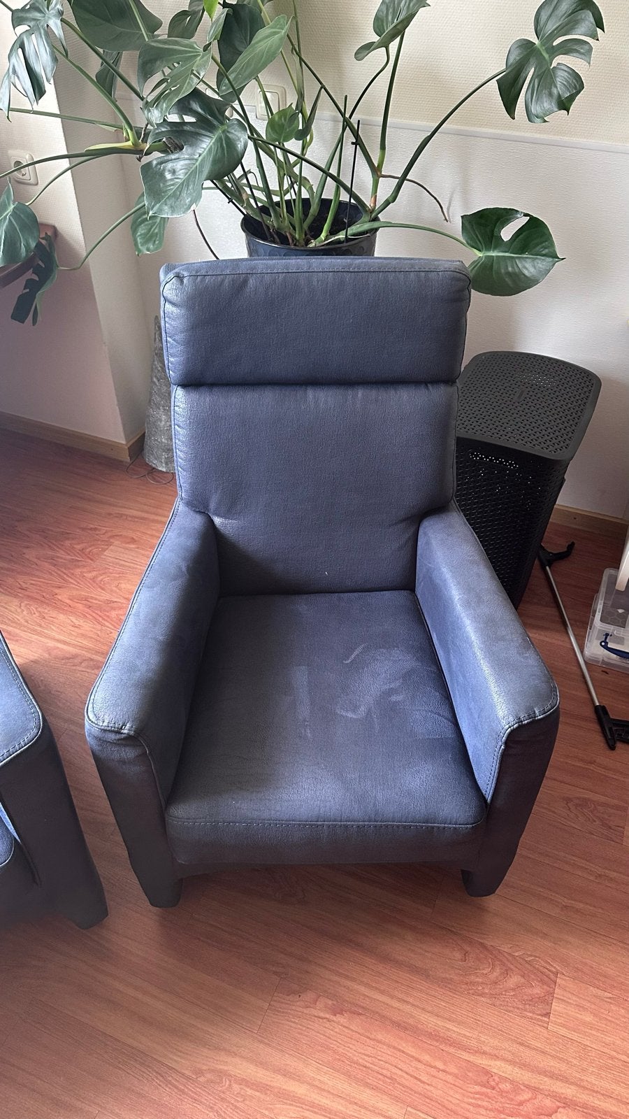 Comfortabele blauwe fauteuils (set van 2), Huis en Inrichting, Fauteuils, Ophalen, Gebruikt, 75 tot 100 cm, Stof