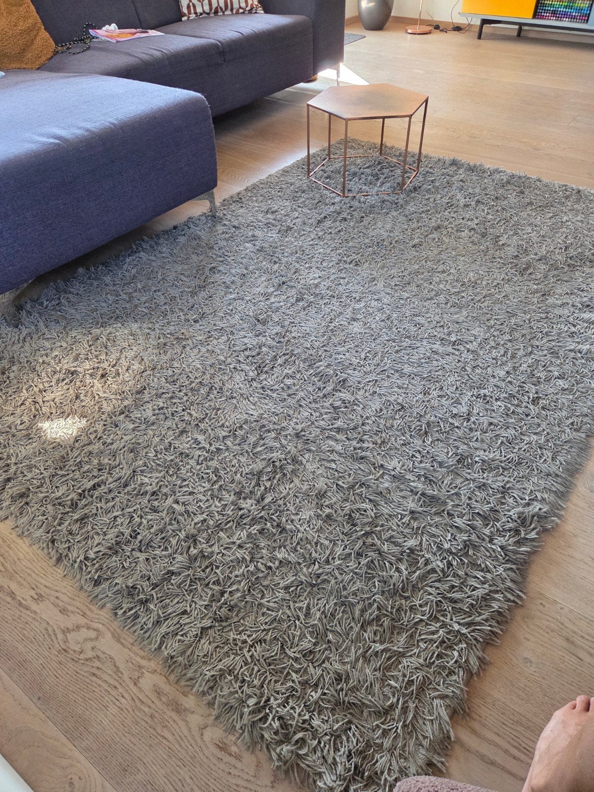 Grijs vloerkleed, 230 x 160 cm., Huis en Inrichting, Ophalen, Gebruikt, 150 tot 200 cm, 200 cm of meer