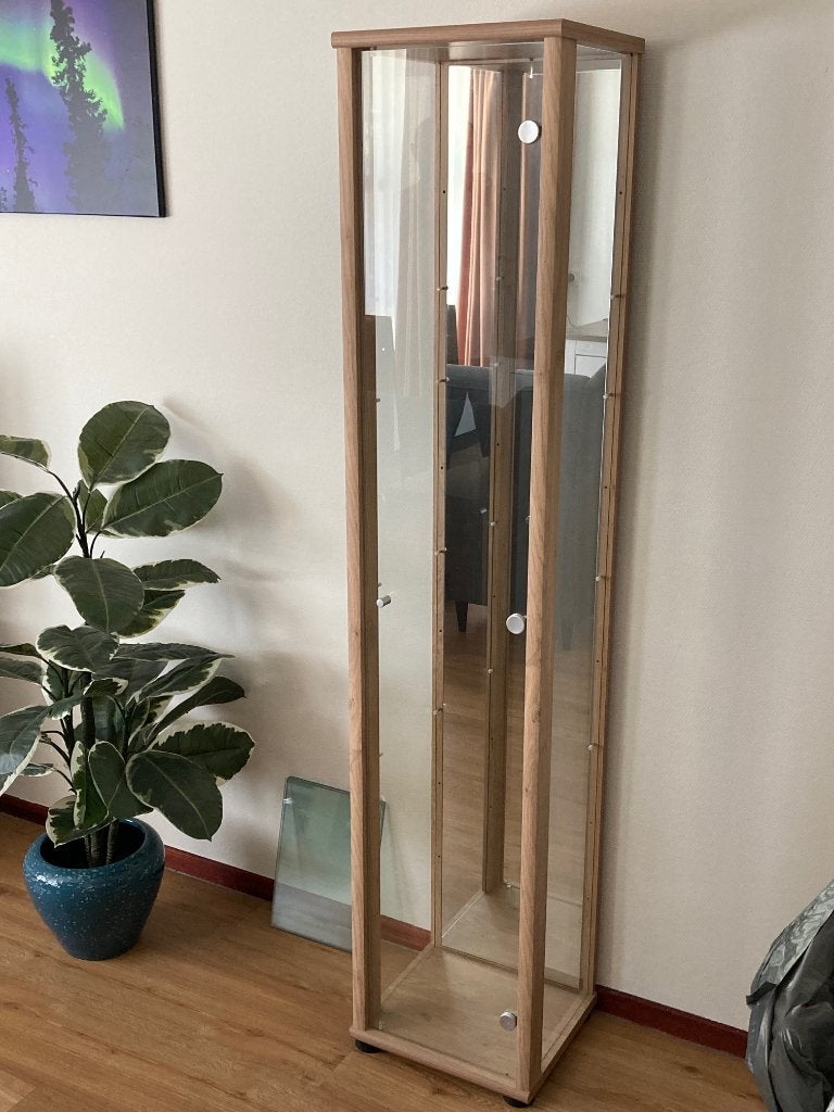 Vitrinekast - frame hout en glas, Ophalen, Minder dan 50 cm, Met deur(en), Modern