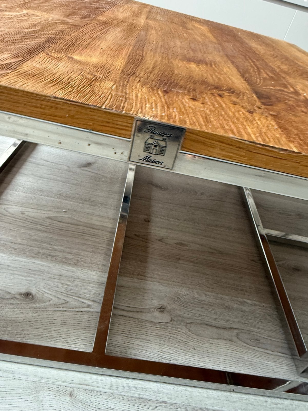 3-delige salontafelset Rivièra Maison - Hout & Zilver, Huis en Inrichting, Tafels | Salontafels, Ophalen of Verzenden, Zo goed als nieuw