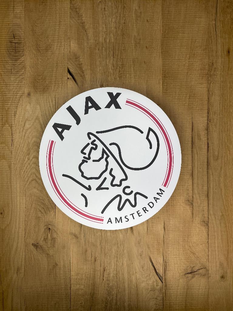 Reclamebord Ajax logo modern strak 40x40cm aluminium, Ophalen of Verzenden, Nieuw, Reclamebord