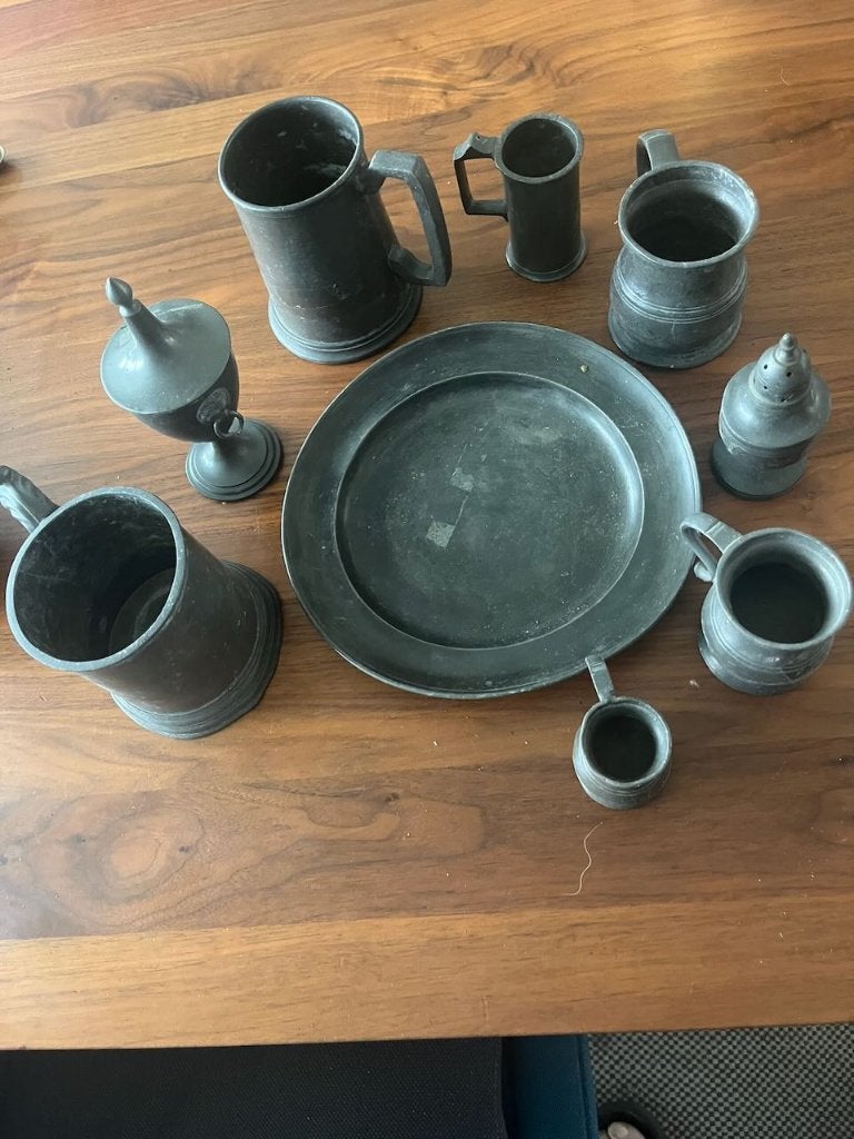 Diverse oud tinnen voorwerpen, Antiek en Kunst, Ophalen