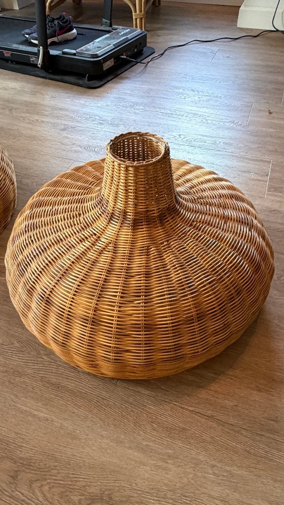 Set van 2 grote rotan lampenkappen – Handgemaakt uit Bali, Ophalen, Rond, 60 cm