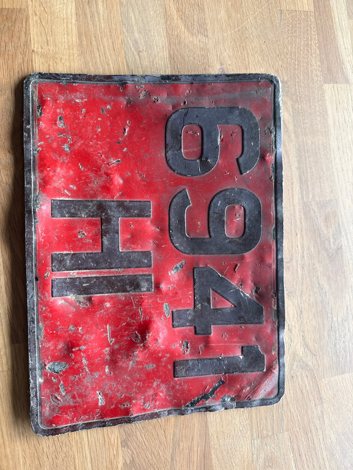 Oude Rode Kentekenplaat - Decoratie/Verzamelaarsobject, Verzamelen, Ophalen of Verzenden, Gebruikt, Auto's
