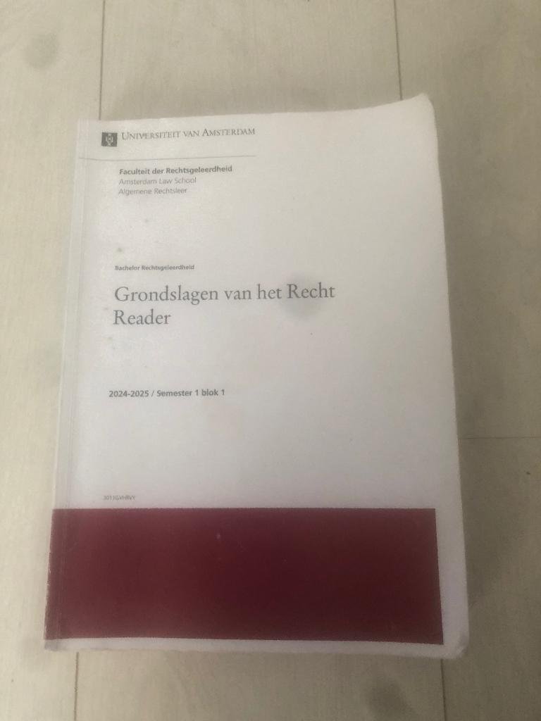 Grondslagen van het Recht Reader 2024-2025, Boeken, Studieboeken en Cursussen, Gelezen, UvA, Ophalen of Verzenden, WO