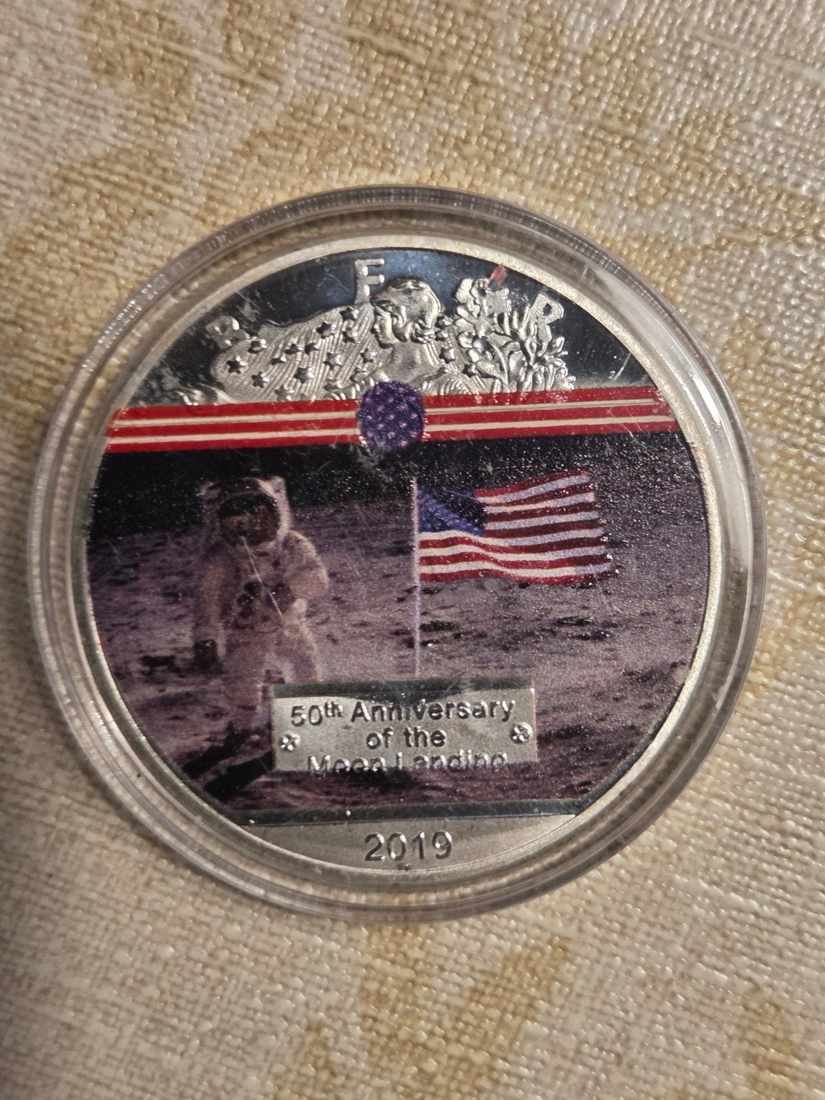 50th Anniversary Moon Landing 2019 Zilveren Munt, Ophalen of Verzenden, Noord-Amerika, Losse munt