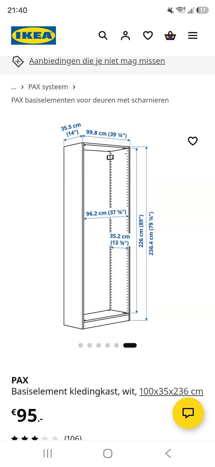 2x Ikea witte pax kast 100x35x236, ZGAN!!, Ophalen, 200 cm of meer, 50 tot 100 cm, Zo goed als nieuw
