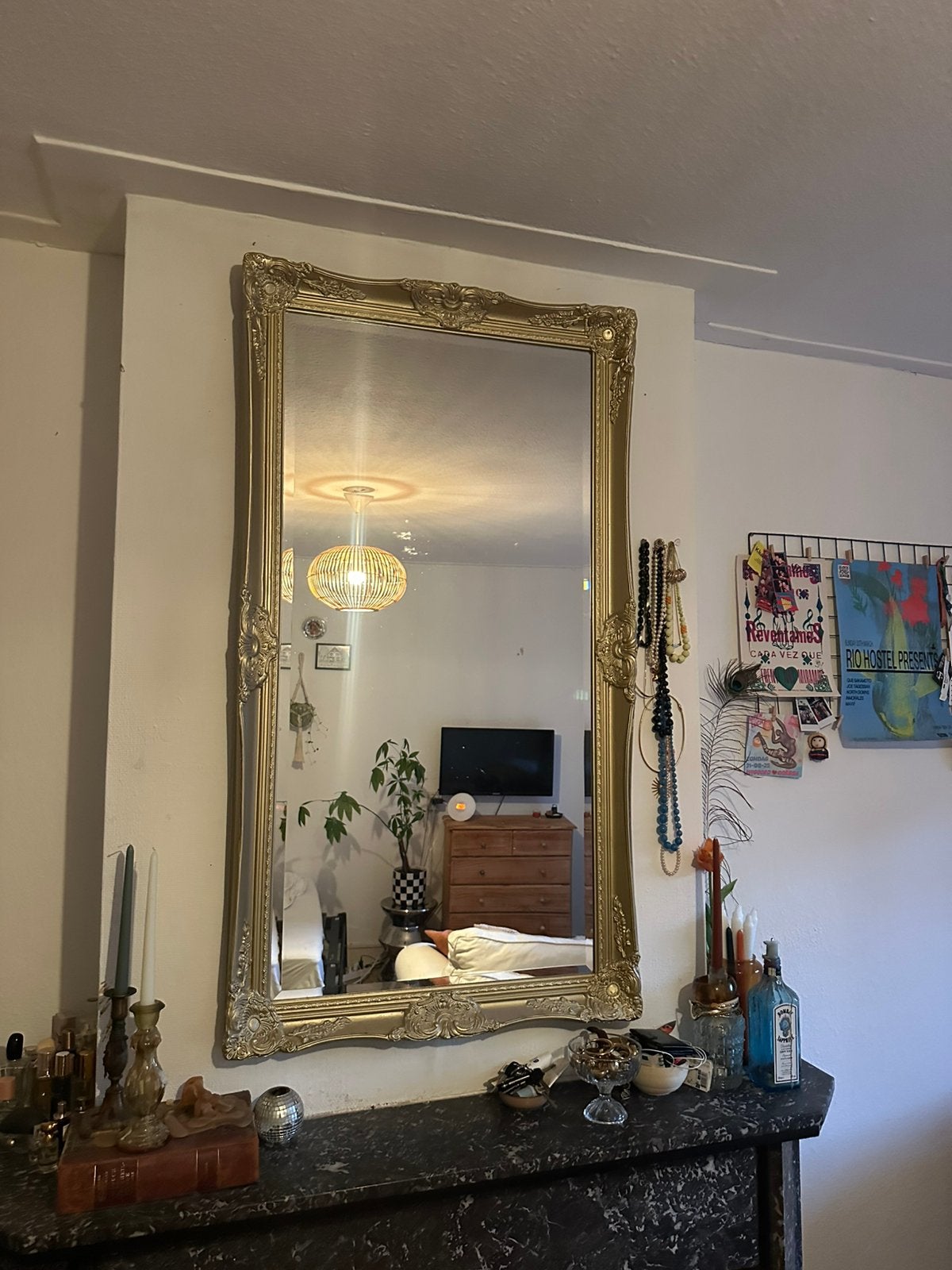 Grote spiegel, Huis en Inrichting, Woonaccessoires | Spiegels, Ophalen, Gebruikt, 100 tot 150 cm, Rechthoekig