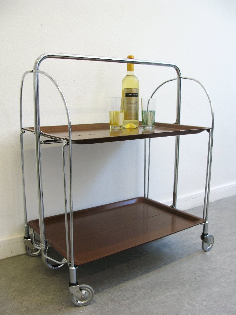 Vintage Bremshey Dinett serveerwagen inklapbaar barwagen 60s, Huis en Inrichting, Ophalen, Gebruikt