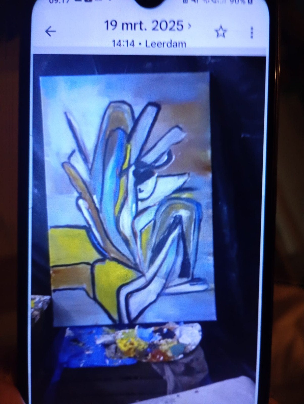 Abstract schilderij: 'De Zittende Vrouw', Ophalen