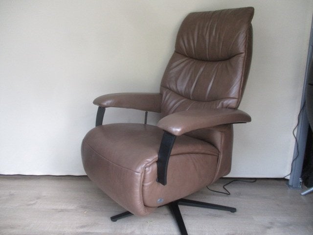 NIEUWSTAAT Meubelzorg relax fauteuil lever bruin leder L- XL, Ophalen, 75 tot 100 cm, Leer, Zo goed als nieuw