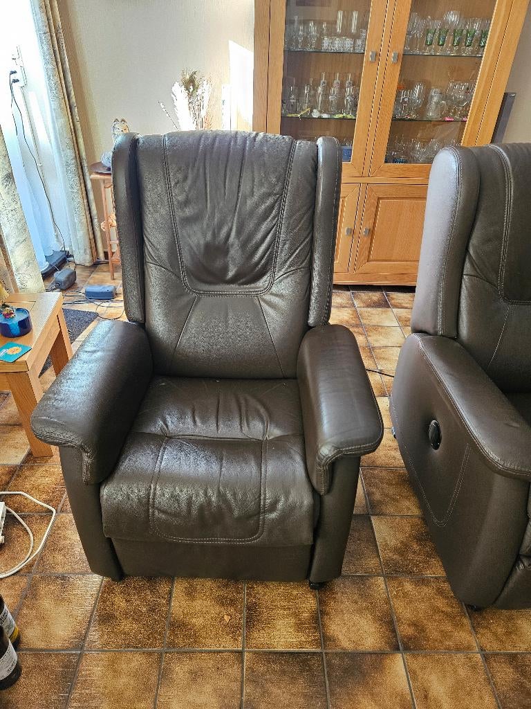 Sta op en relax stoel elektrisch, Ophalen, Leder, Gebruikt, Twee