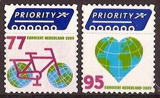 Nederland NVPH nr 2621/2 postfris Fiets/Hart/Globe 2009, Ophalen of Verzenden, Na 1940, Postfris