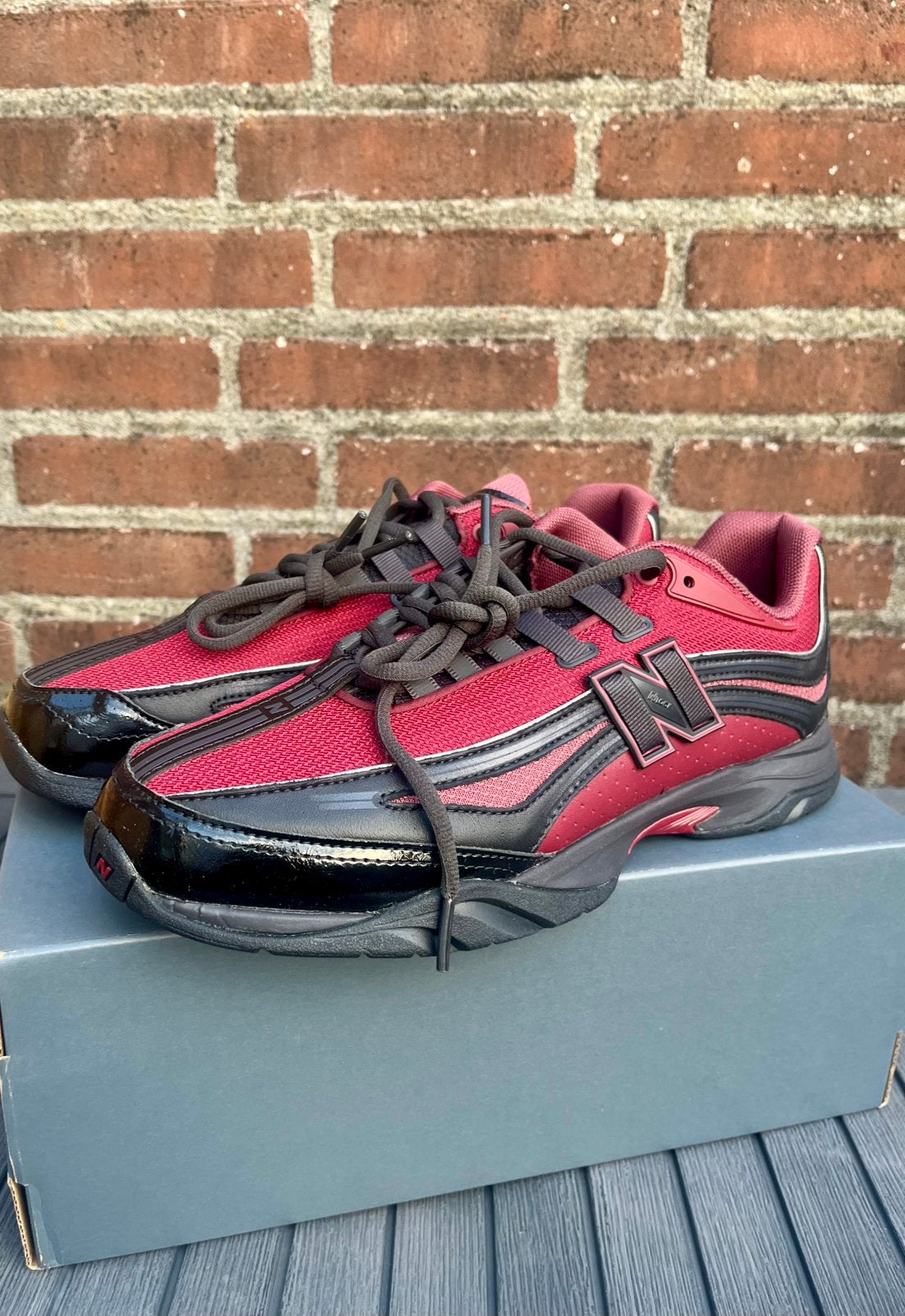 New Balance Urc 56 ffc red black patent 43 new, Verzenden, Zwart, Nieuw, Sneakers of Gympen
