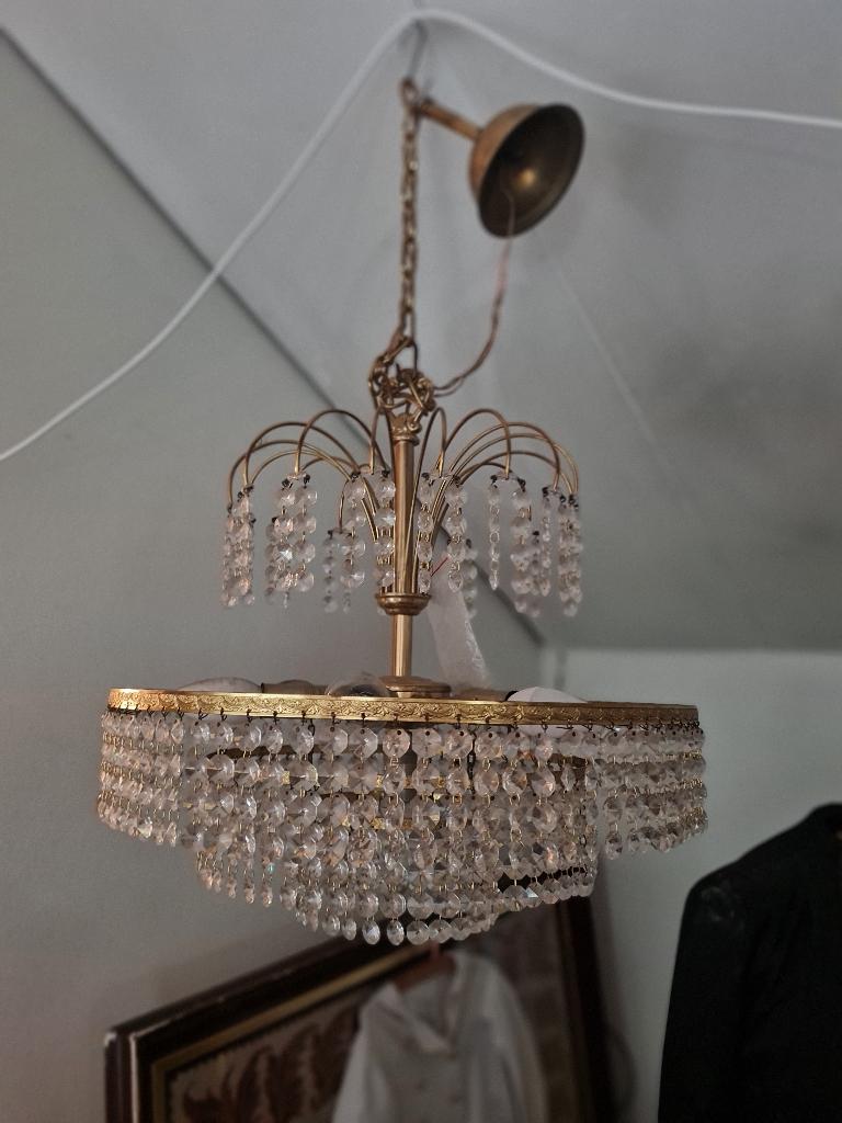 Oude ronde kroonluchter, Huis en Inrichting, Lampen | Kroonluchters, Heikant 21 Kaatsheuvel, Barok brocante klassiek vintage romantisch