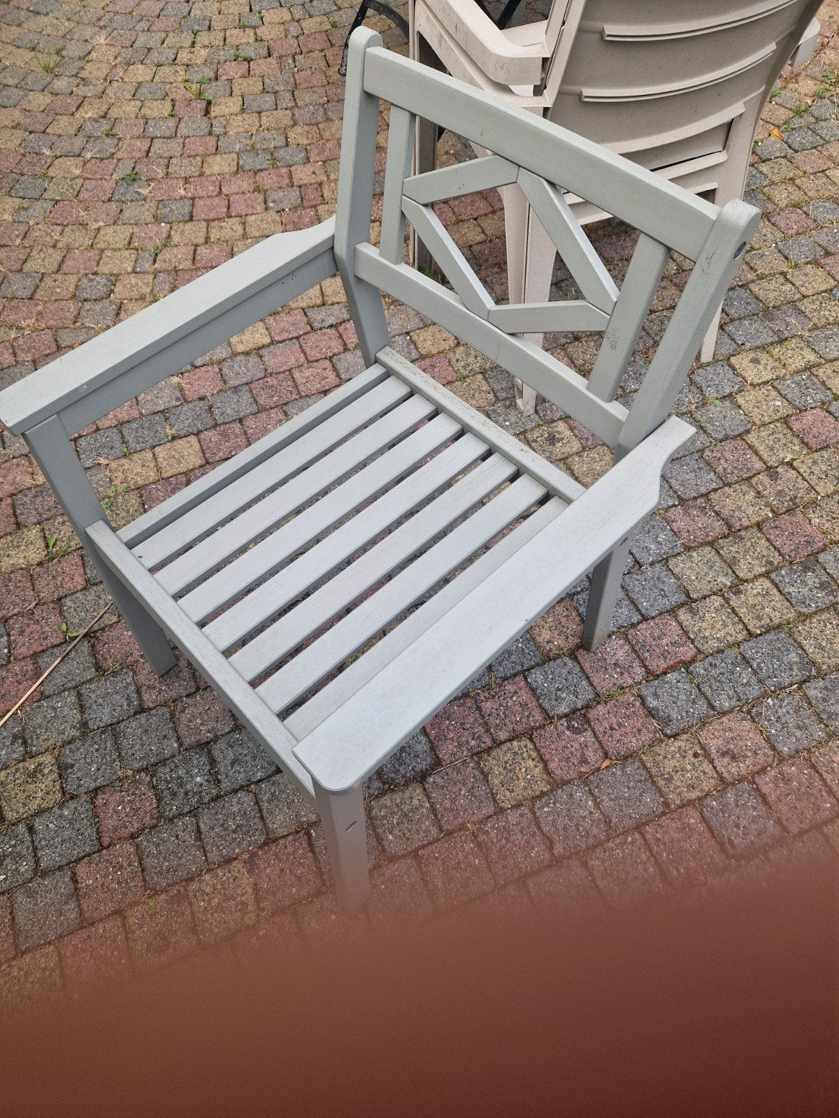 IKEA BONDHOLMEN tuinstoel - Grijs, zo goed als nieuw, Tuin, Modern, Ophalen of Verzenden, Zo goed als nieuw, Hout