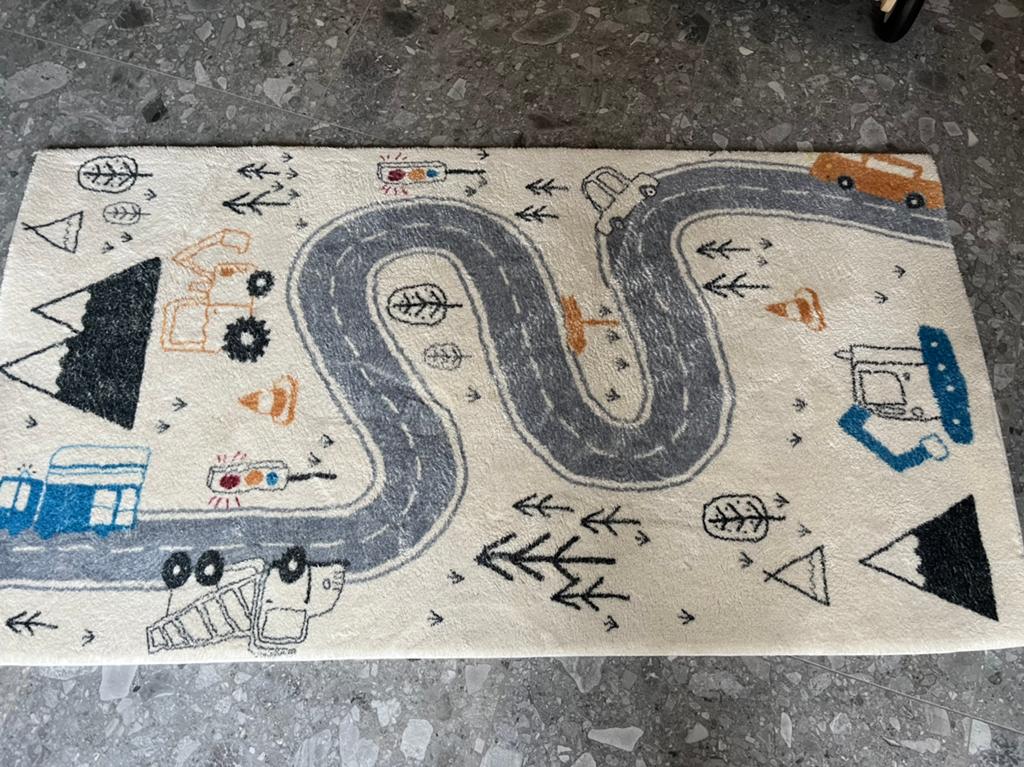 Vloerkleed/speelkleed met autoweg, Ophalen, Rechthoekig, 100 tot 150 cm, 50 tot 100 cm