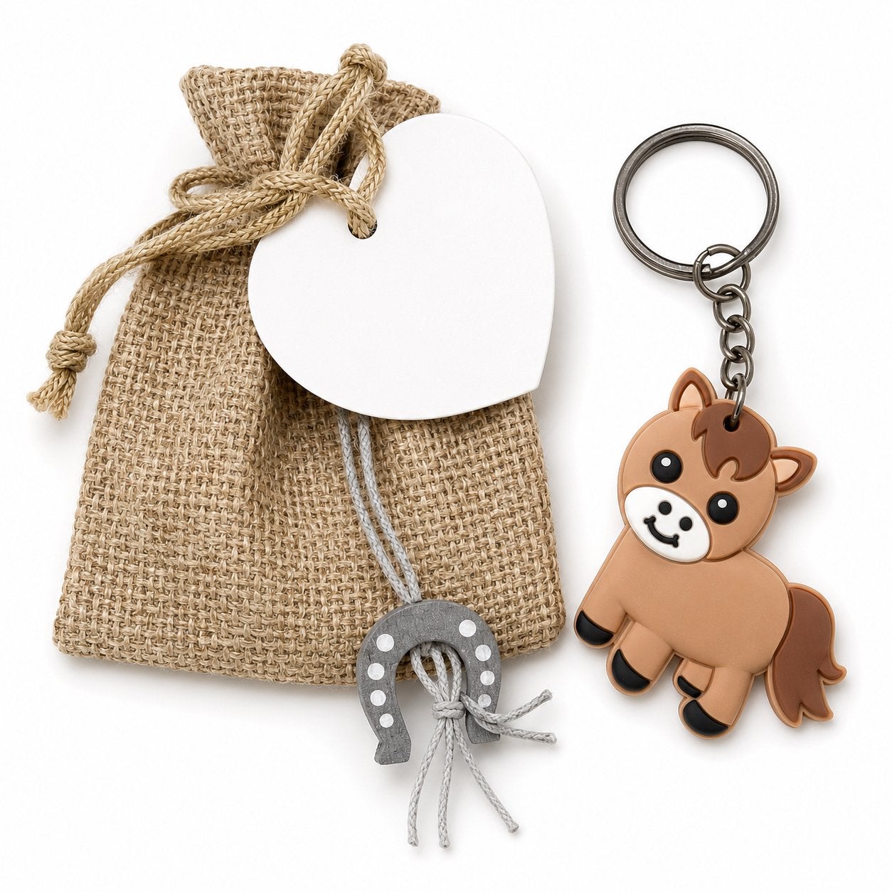 Cadeautje met paarden sleutelhanger