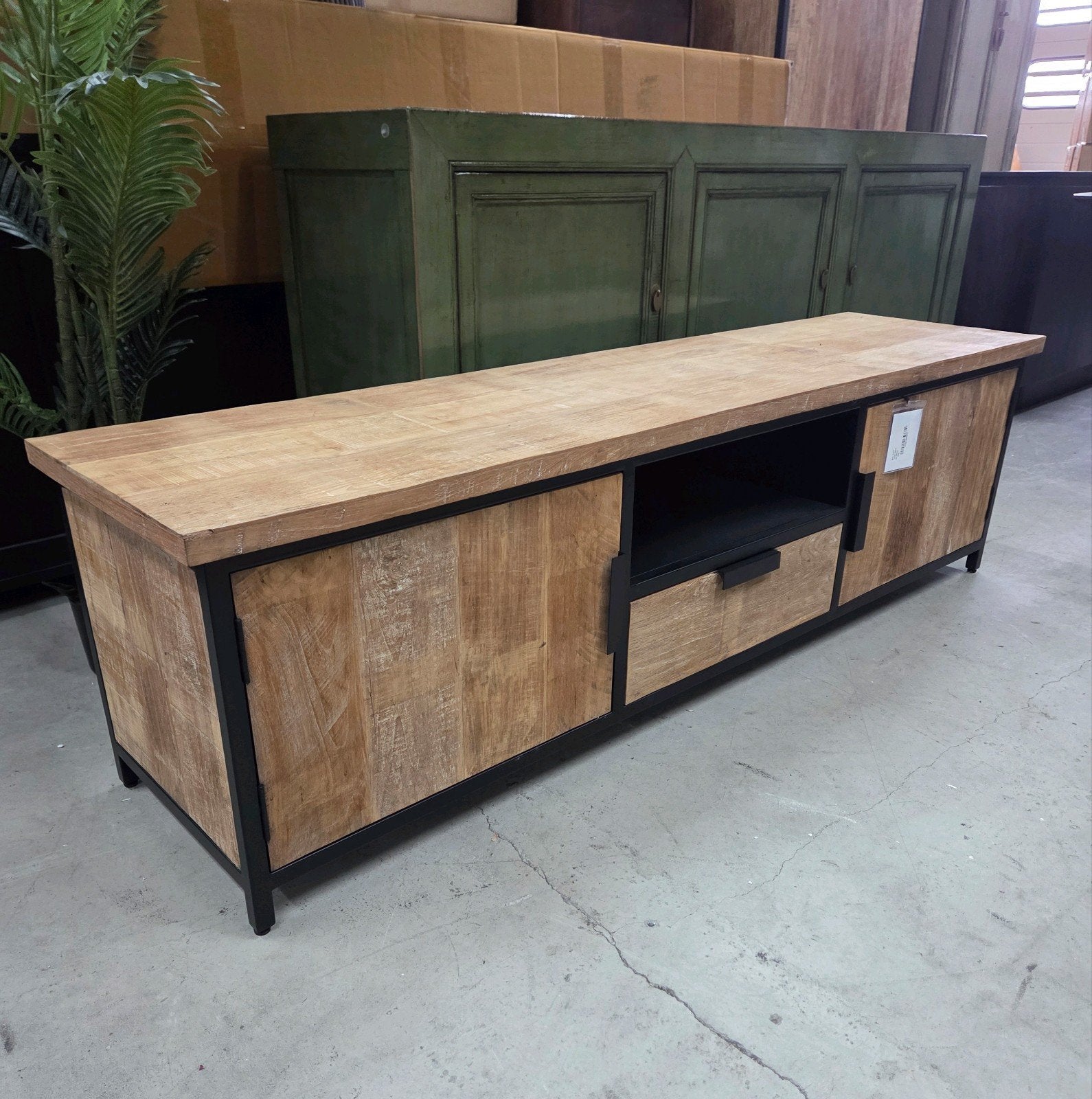 TV-Meubel Tomar 180 cm Teakhout van Livingfurn, Ophalen, ., 150 tot 200 cm, Teakhout