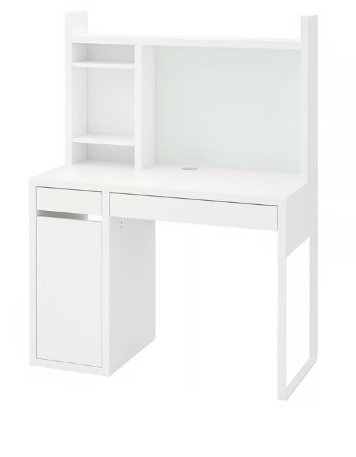 IKEA Micke Bureau Wit - 105x50 cm met opbouw, Huis en Inrichting, Gebruikt, Met lades, Spaanplaat of MDF, Ophalen of Verzenden