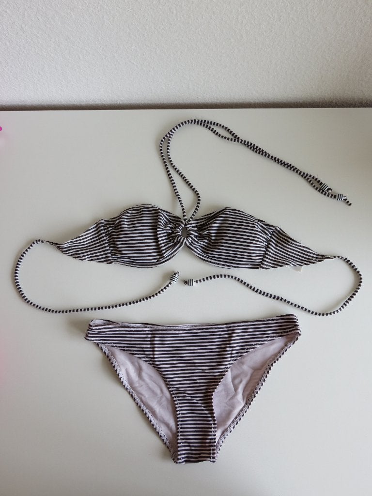 H&M Bruin wit gestreepte bikini maat 34 XS HM, H&M, Bruin, Ophalen of Verzenden, Zo goed als nieuw