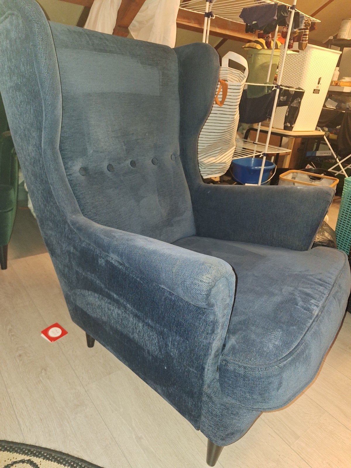 ikea standmon stoel donkerblauw, Ophalen, Gebruikt, Klassiek, Comfortabel, 75 tot 100 cm