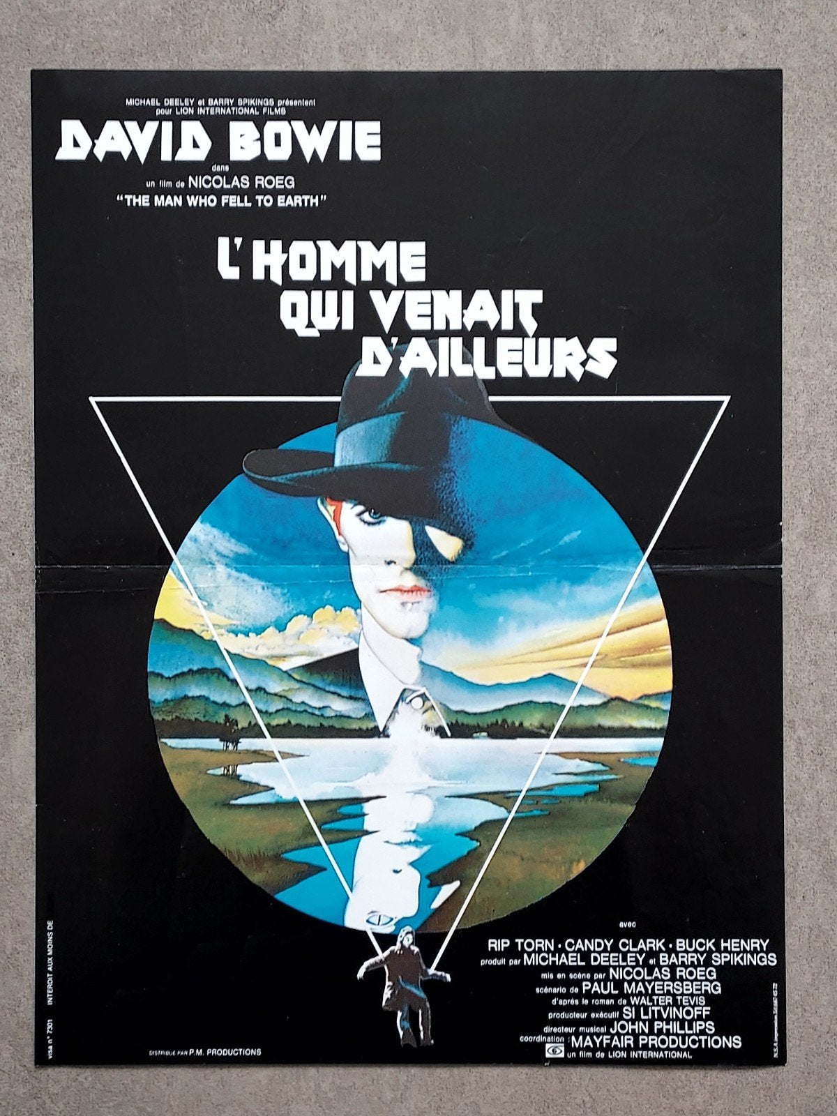 DAVID BOWIE The Man Who Fell to Earth 1976 Franse poster, Verzamelen, Posters, Verzenden, Gebruikt, A1 t/m A3, Film en Tv