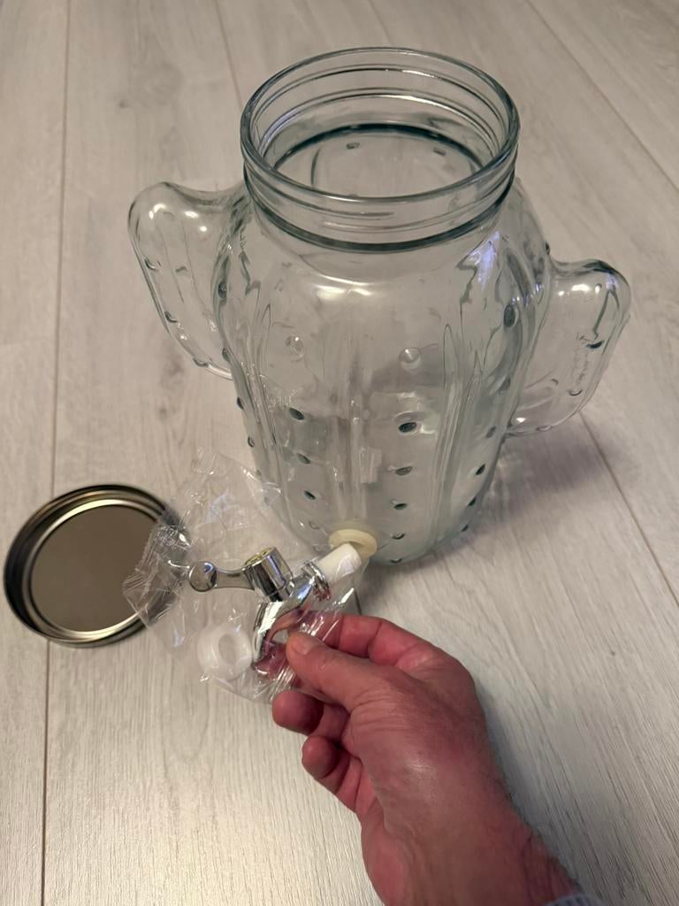 Waterkan glas niew limonade tap, Ophalen of Verzenden, Nieuw, Glas, Pot, Bus of Blik