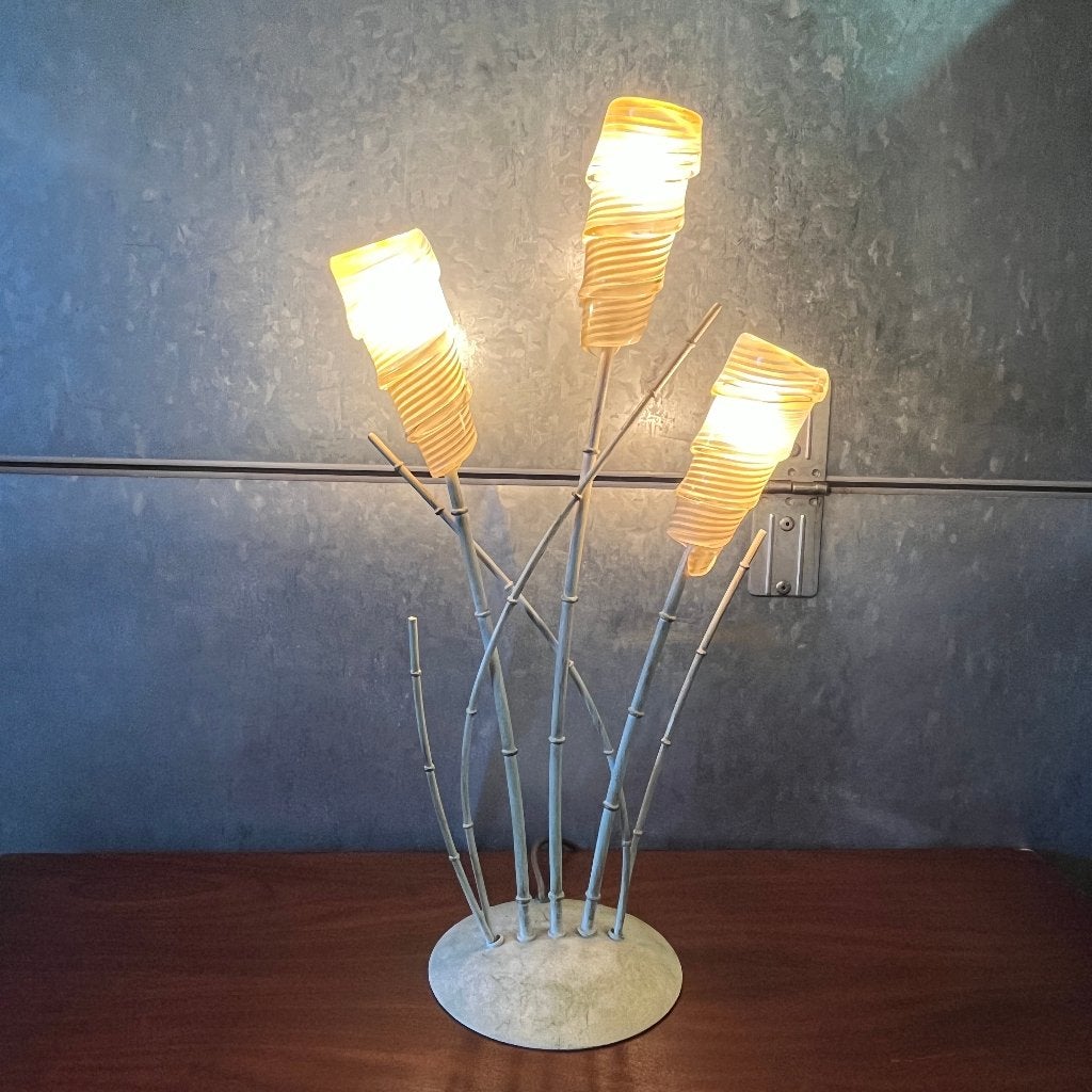 Italiaans design lamp Murano glas faux bamboo, Gebruikt, Faux Bamboo, Glas, Ophalen of Verzenden