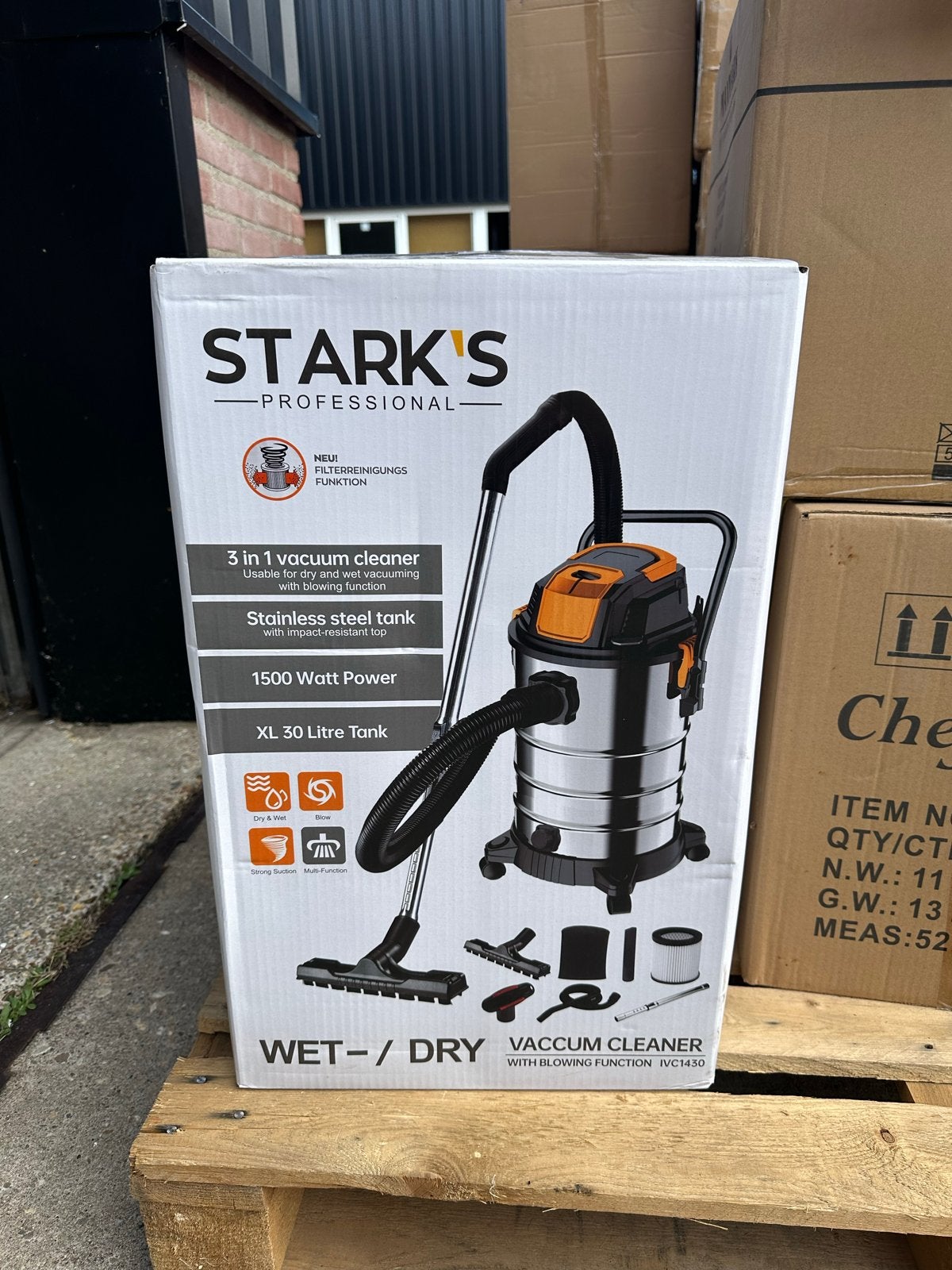 Stark's Professional 3-in-1 Nat/Droog Stofzuiger 1500W 30L, Verkophoekgoes@outlook.com, Nieuw, Ophalen of Verzenden, Industriële stofzuiger