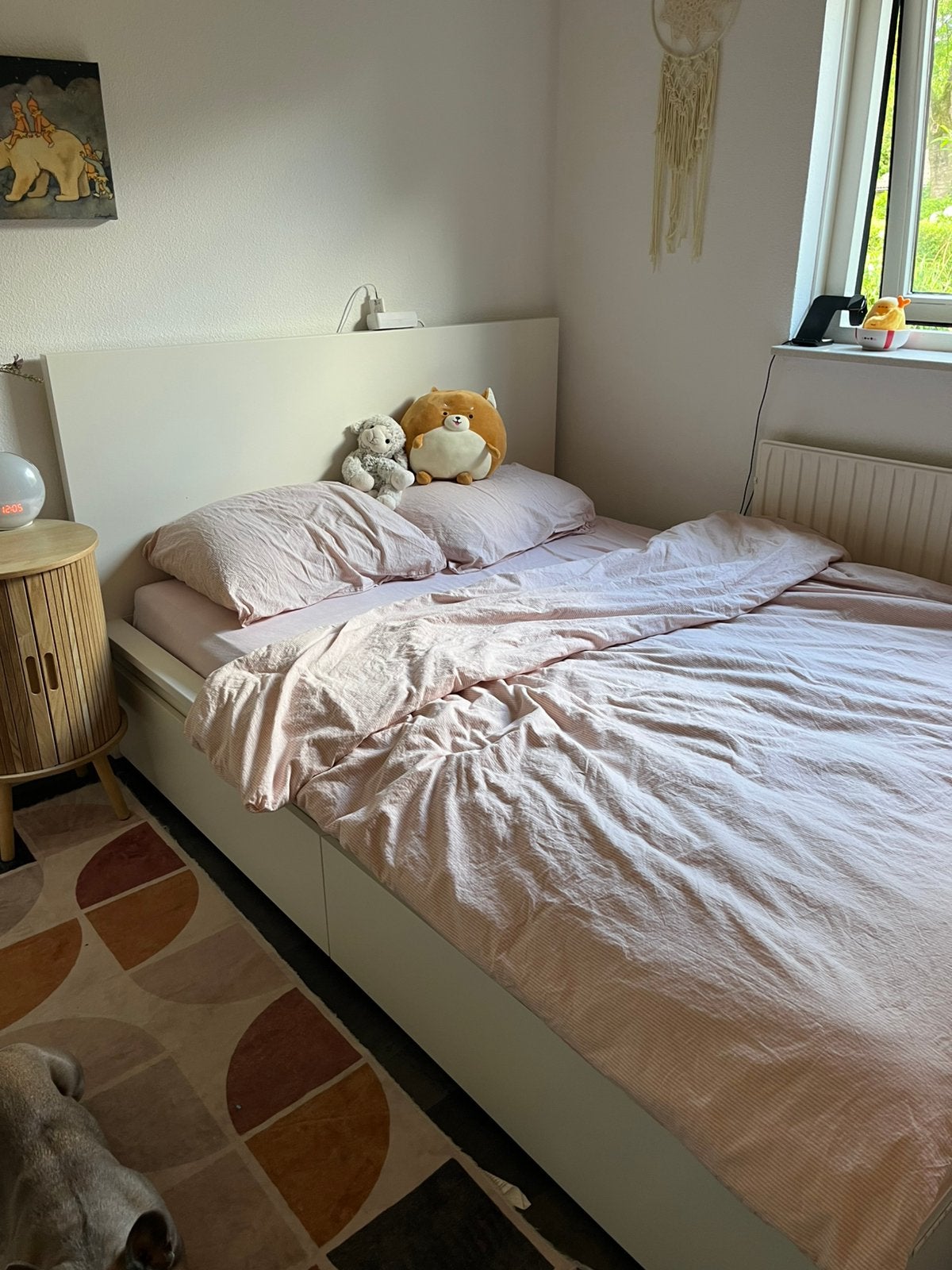 Ikea bed incl. Matras & Beddengoed 140 x 200, Ophalen, Wit, Tweepersoons, 140 cm