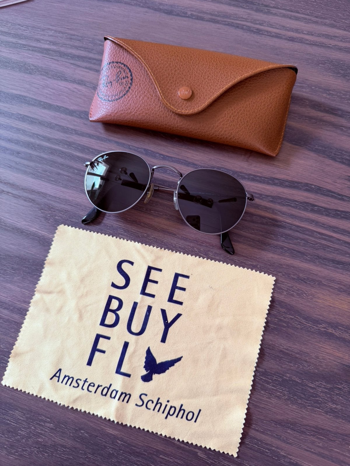 Originele Ray‑Ban RB3447 Round Metal krasvrij, echte glas, Ophalen, Zo goed als nieuw, Groen, Ray-Ban