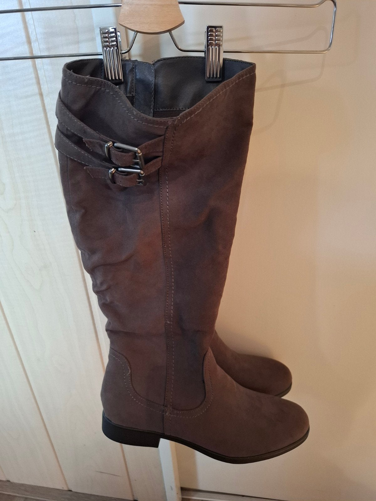 Nieuwe bruine laarzen met brede schacht, maat 41, Ophalen of Verzenden, Nieuw, Bruin, Hoge laarzen